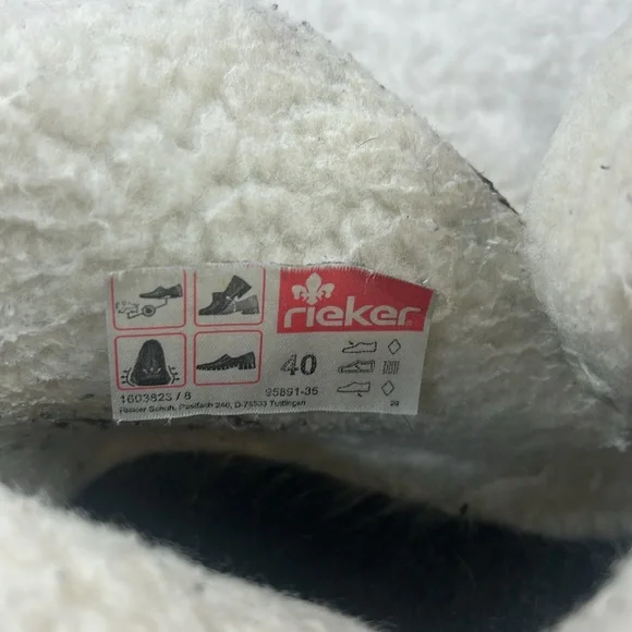 Rieker Amy 95891-35 burgandy sherpa fleece and yarn side zip boots, 40 or 8.5 - Picture 10 of 12